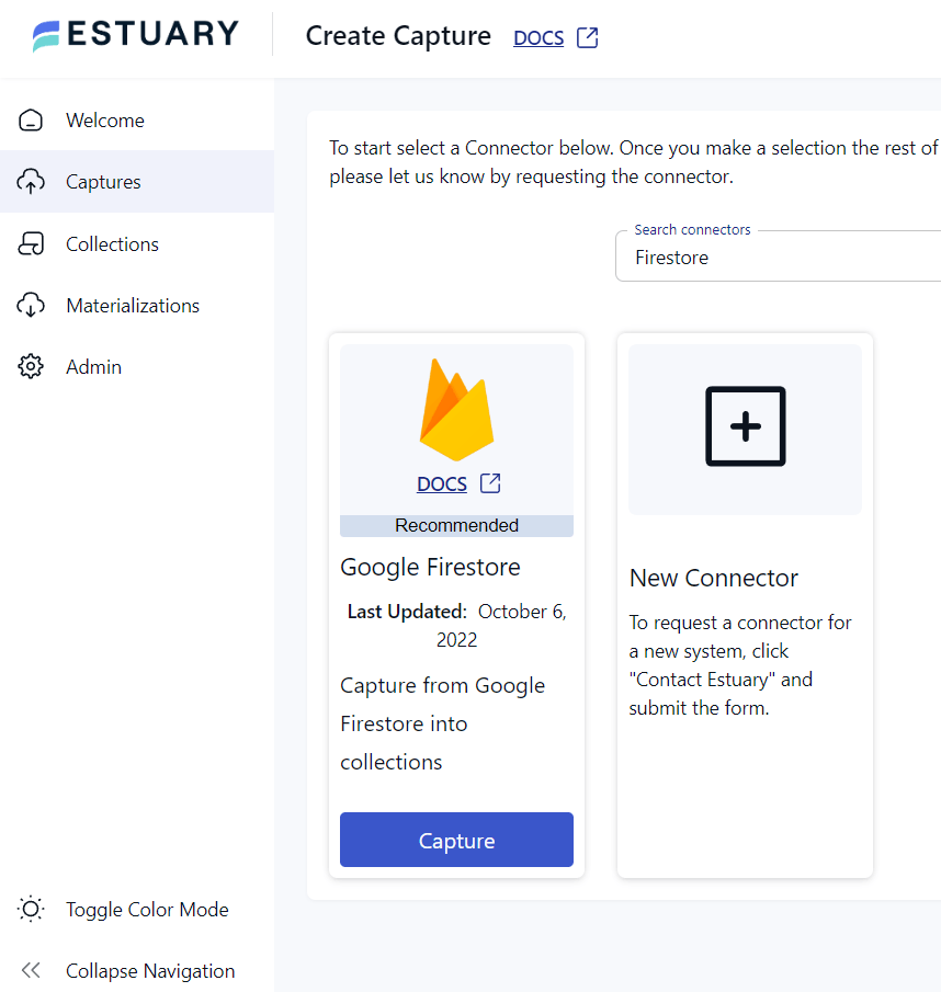 firebase to bigquery - estuary firestore connector