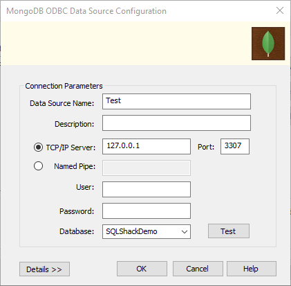 mongodb to sql server - Data Source Name