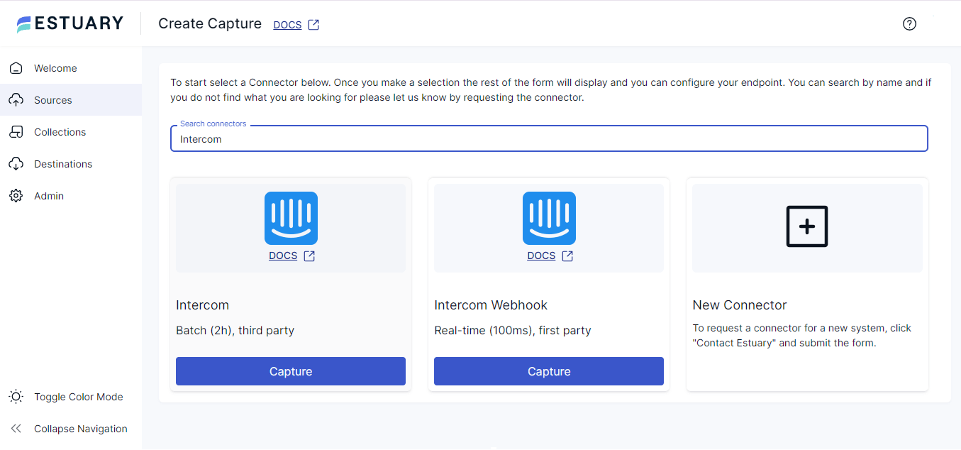 Intercom to Snowflake - Intercom Capture