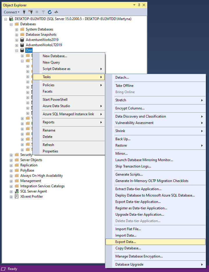 Export SQL Server Data as CSV Files