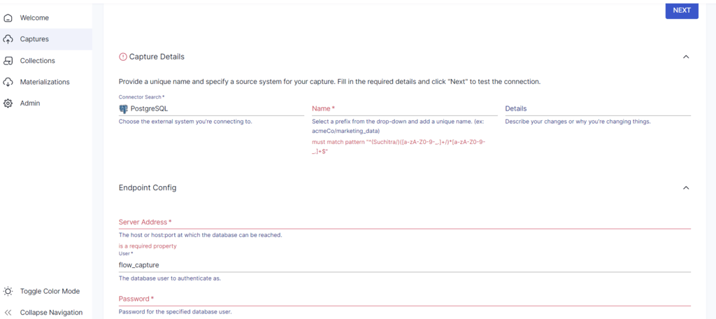 postgres to redshift -Postgre capture details