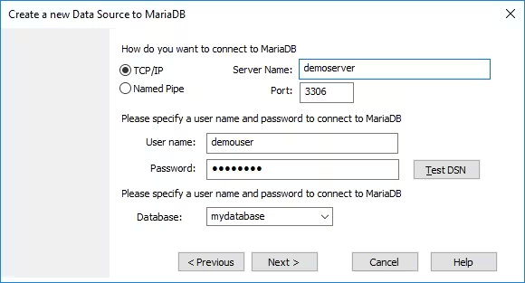 MariaDB Connector - Database Connection Configuration