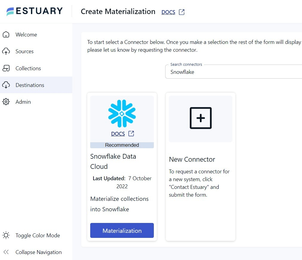 MariaDB to Snowflake - Snowflake Materialization